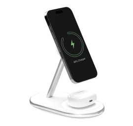 2in1 Belaidė Telefono Ir Ausinių įkrovimo Stotelė mag Station - Balta