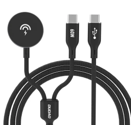 2in1 Kabelis Su įkrovikliu apple Watch + Usb-c Pd 60w Kištukas - Juodas