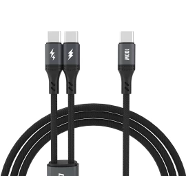 2in1 L3f Kabelis 2 Usb-c Telefonams įkrauti - 2x Usb-c 100w 1,2 M - Juodas
