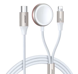2in1 lightning Laidas iphone Ir Indukcinis įkroviklis apple Watch Usb-c 1,5 M Baltas