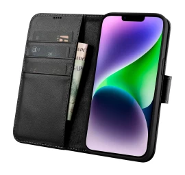 2in1 Odinis Dėklas Su Atlenkiamu Dangteliu Iphone 14 Plus Anti-rfid Piniginės Dėklas Juodas