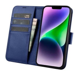2in1 Odinis Dėklas Su Atlenkiamu Dangteliu Iphone 14 Plus Anti-rfid Piniginės Dėklas Mėlynas