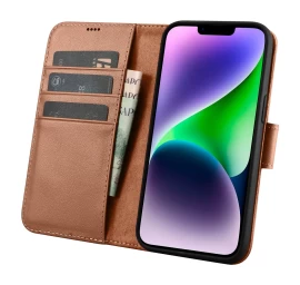 2in1 Odinis Dėklas Su Atlenkiamu Dangteliu Iphone 14 Plus Anti-rfid Piniginės Dėklas Rudas