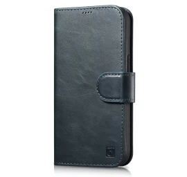 2in1 Odinis Dėklas Su Atlenkiamu Dangteliu Iphone 14 Pro Anti-rfid Oil Wax Wallet Case Blue