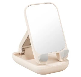 2in1 Reguliuojamas Telefono Stovas Su Veidrodžiu seashell Series, Smėlio Spalvos