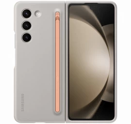 2in1 Silikoninis Dėklas Galaxy Z Fold 5 + Rašiklis Slim Case Beige