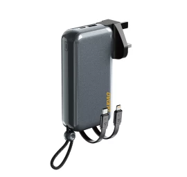 2in1 Uk Us Eu Tinklo įkroviklis + Powerbank 10000mah Usb-c Usb-a - Pilkas