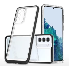 Skaidrus 3in1 Dėklas Samsung Galaxy S23 - Silikoninis Dangtelis Su Juodu Rėmeliu