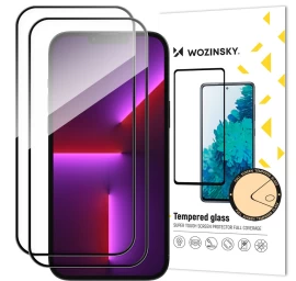 2x Viso Ekrano Grūdinto Stiklo Rinkinys Su Rėmeliu iphone 15 Plus, Juodas