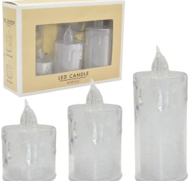3 Dekoratyvinių Led žvakių Rinkinys šiltai Balta