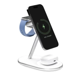 3-in-1 Belaidis įkroviklis Telefonui, Išmaniajam Laikrodžiui, Ausinėms Qi2 Magsafe - Baltas