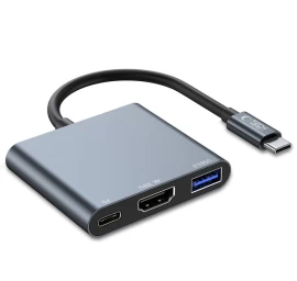 3-in-1 Hub Usb-c į Usb-a Usb-c Pd Skirstytuvas 100w Hdmi 4k 30hz - Pilkas