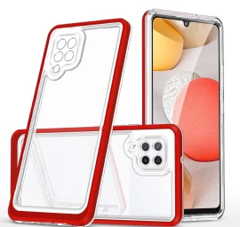 3 In 1 Skaidrus Dėklas samsung Galaxy A42 5g Frame Gel Cover Red