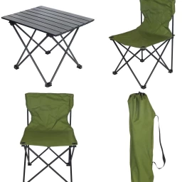 3-in-1 Sulankstomas Turistinis Rinkinys Stalas Ir 2 Kėdės žalias Enero Camp