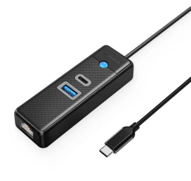 3 Prievadų Usb-c – Usb-a – Usb-c – Rj45 2,5g Ethernet Usb-c Paskirstytuvas, 1,8 M – Juodas