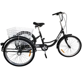 3 Ratų Dviratis 24 Inch Black 1 Greičio