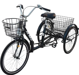 3 Ratų Dviratis 24 Juodas Shimano 7 Pavarų Nuleistas Rėmas 1060972