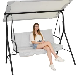 3 Vietų Balkono-sodo Sūpynės Pilkos Spalvos