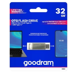 32 Gb Dviguba Usb 3.2 + Usb-c Otg Oda3 Sidabrinė Atmintinė