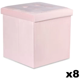 38x38x38cm Velvet Pink X 8 Sulankstomas Otomanas Su Sagomis