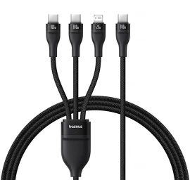 3in1 Flash Cable Series 3 100w Usb-c - 2x Usb-c Iphone Lightning 1,5 M - Juodas