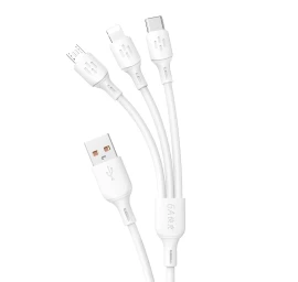 3in1 Kabelis Usb-a į Usb-c Micro Usb Iphone Lightning 480mb/s 1,2 M Baltas