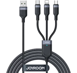 3in1 Kabelis Usb-a - Iphone Lightning Usb-c Microusb Daugiafunkcinis 1,2 M Juodas