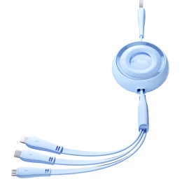 3in1 Spalvingos Serijos Usb-a į Usb-c / iphone Lightning / Microusb Suvyniotas 1 M Mėlynos Spalvos Kabelis