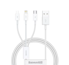3in1 Superior Series Kabelis Usb-a - Usb-c / lightning / Micro Usb 3.5a 1 M - Baltas