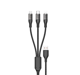 3in1 Usb į Usb-c Microusb Lightning Adapterio Kabelis 120w 1m Sidabrinės Spalvos