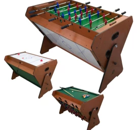 3w1 Besisukantis žaidimų Stalas Biliardas Biliardo Futbolo Stalas 121x89x84,5 Cm