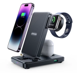 4-in-1 įkrovimo Stotelė iphone Airpods apple Watch Usb-a Sulankstoma Juoda