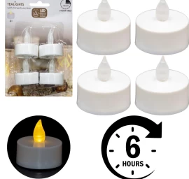 4 Led „tea Light“ žvakių Rinkinys Su Laikmatiu, Balta