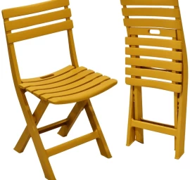 4 Plastikinių Sulankstomų Viešojo Maitinimo Kėdžių Rinkinys Geltonos Spalvos Komodo