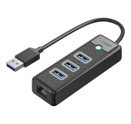 4 Prievadų Usb-a – Usb-a Rj45 2,5g Ethernet 0,5 M Skirstytuvas – Juodas