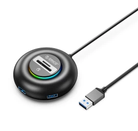 4 Prievadų Usb-a – Usb-a Sd Microsd Rgb Jungties Adapteris, 1,8 M, Juodos Spalvos