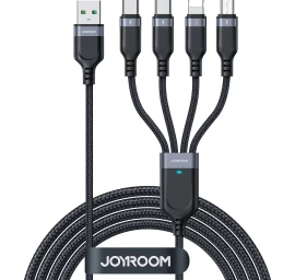 4in1 Kabelis Usb-a - 2x Usb-c Iphone Lightning Microusb 1,2 M Juodas