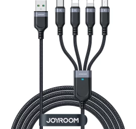 4in1 Kabelis Usb-a - Usb-c 2x Iphone Lightning Microusb 1,2 M Juodas