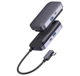 4in1 Padjoy Prievadų Dalytuvas Usb Hub Planšetiniam Kompiuteriui Usb-c Hdmi Mini Lizdas Tamsiai Pilkas