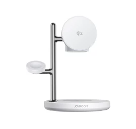 4in1 Stalinis Indukcinis įkroviklis apple įrenginiams Su Qi2 šviesa - Baltas