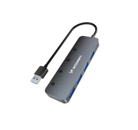 4x Usb-a šakotuvas Su Jungikliais Aliuminis - Pilkas
