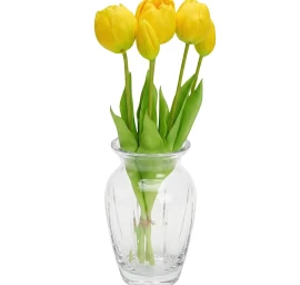 5 Bijūnų Puokštė, Geltonos Tulpės, 39 Cm, Kaip Gyva Pavasario Puošmena