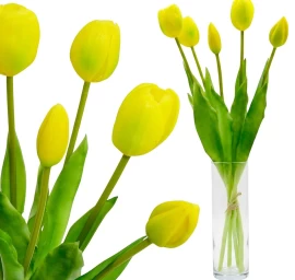5 Geltonų Tulpių Puokštė 39 Cm Kaip Gyva Pavasario Puošmena