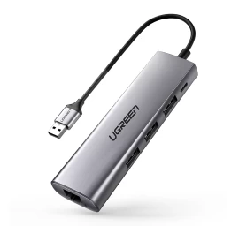 5-in1 Hub Adapteris Usb-a 3.0 - Rj45 / 3x Usb-a 3.0 / Micro Usb - Pilkas