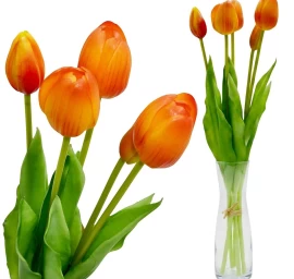 5 Oranžinių Tulpių Puokštė 39 Cm Kaip Gyva Pavasario Puošmena