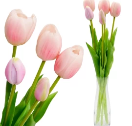 5 šviesiai Rausvų Tulpių Puokštė 39 Cm Kaip Gyva Pavasario Puošmena