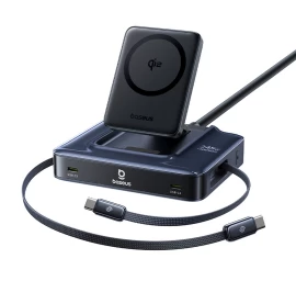 6-in-1 Belaidė įkrovimo Stotelė Su Susivyniojančiais Usb-c Kabeliais, 245 W – Juoda