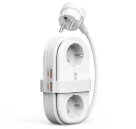 6-in-1 Maitinimo Juosta Ac Usb-a Usb-c Gan 65 W – Balta