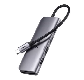 6in1 Hub Adapteris Usb-c - Hdmi Usb-a Usb-c Pd Skaitytuvas Sd Tf - Pilkas