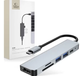 6in1 Hub Usb-c į Usb-a Usb-c Hdmi Daliklis Micro Sd / Tf / Sd - Pilkas